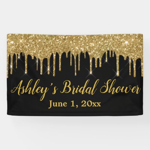 Black Gold Bridal Shower Backdrop Photo Booth Prop Banner