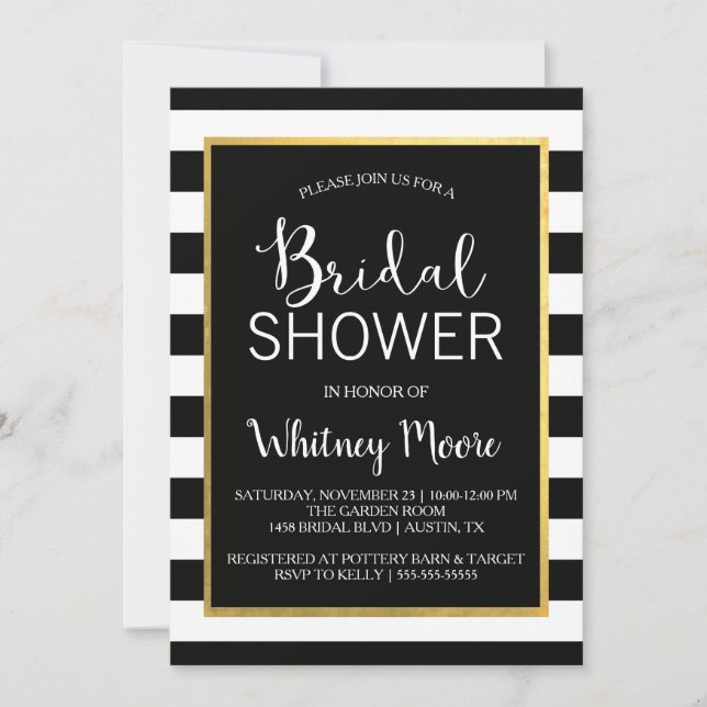 Black & Gold Bridal Shower Invitation (Front)