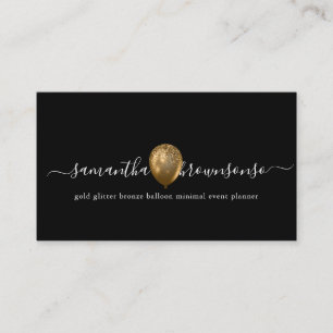 Black Gold bronze balloon minimal planner Business Card