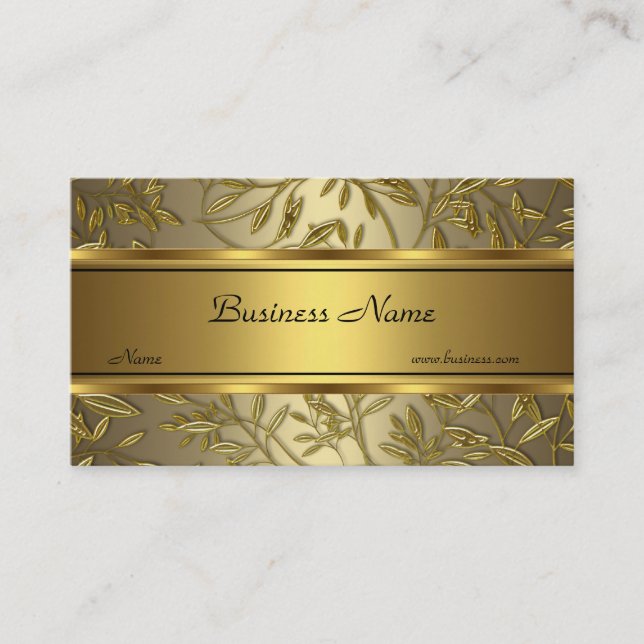Black Gold Bronze Floral Elegant Business Card (Front)