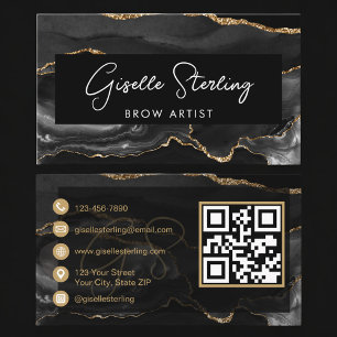 Black Gold Brow Artist QR Code Business Card