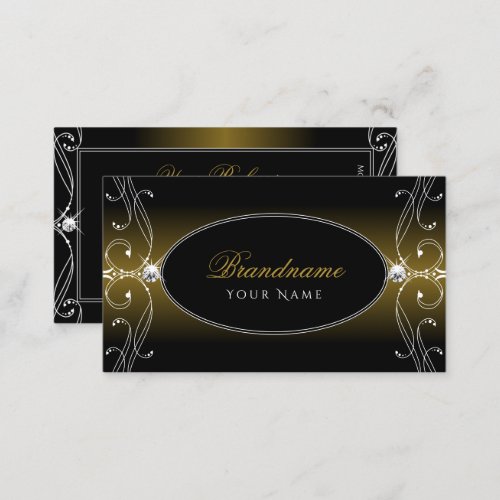 Black Gold Brown Ornate Ornaments Sparkle Diamonds Business Card