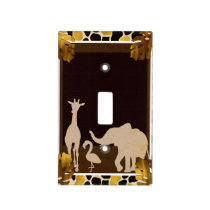 Black Gold Brown Zoo Animals Safari Print Party Light Switch Cover