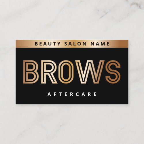 Black Gold Brows Aftercare PMU Brow Instructions Business Card