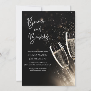 Black Gold Brunch and Bubbly Bridal Shower Invitation