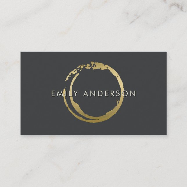 BLACK GOLD BRUSH STROKE STAIN CIRCLE MARK LOGO BUSINESS CARD (Front)
