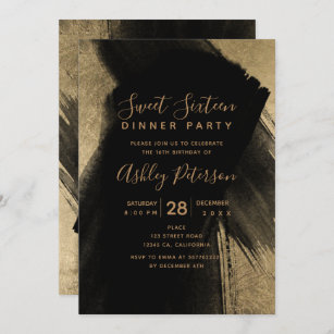 16 A6 Invite Cards for Parties Gold Party Invitations 'You're Invited' Black 