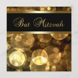 Black Gold Bubbles Bat Mitzvah Invitation