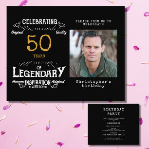 Black Gold Budget 50th Birthday Invitation Flyer