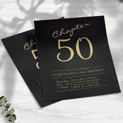 Black Gold Budget 50th Birthday Invitation Flyer