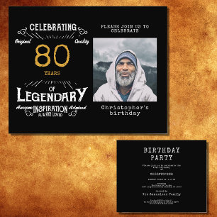 Black Gold Budget 80th Birthday Invitation Flyer