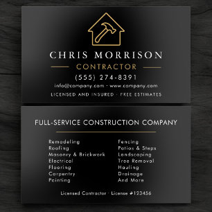 Black Gold Building Construction Foil Business Cards