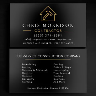 Black Gold Building Construction Foil Spot Gloss Business Cards