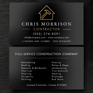 Black Gold Building Construction Raised Spot UV Business Card