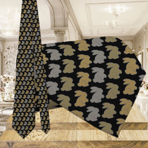 Black & Gold Bunny Rabbit Tie