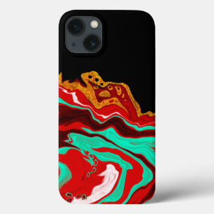 Black, Gold, Burgundy, Marble Art    iPhone 13 Case