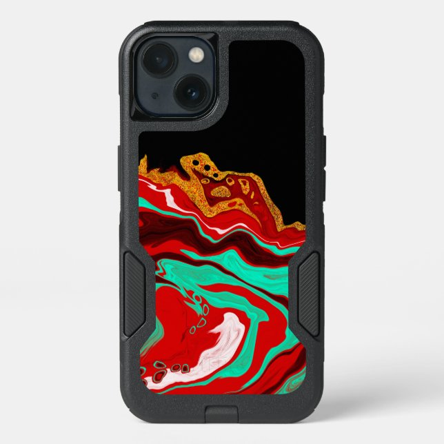 Black, Gold, Burgundy, Marble Art    Otterbox iPhone Case (Back)