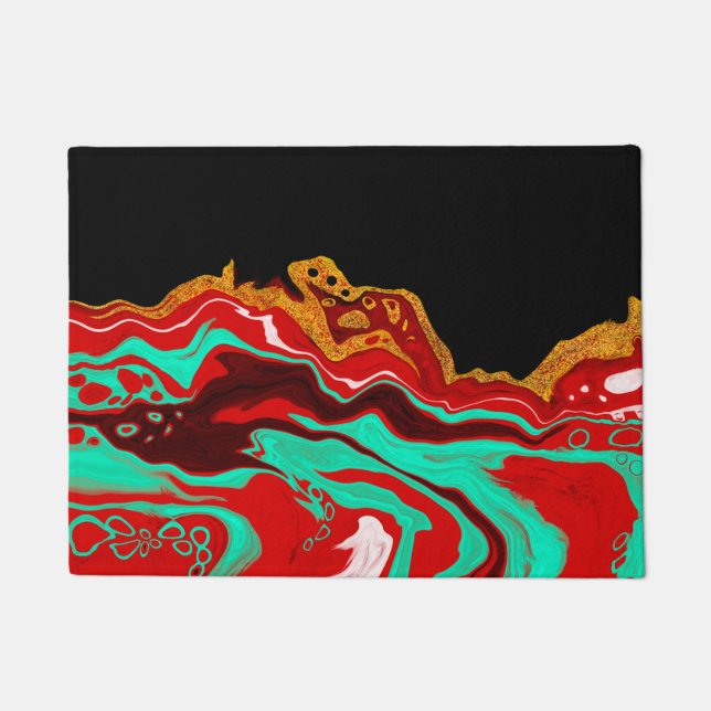 Black, Gold, Burgundy, Marble Artn Doormat (Front)