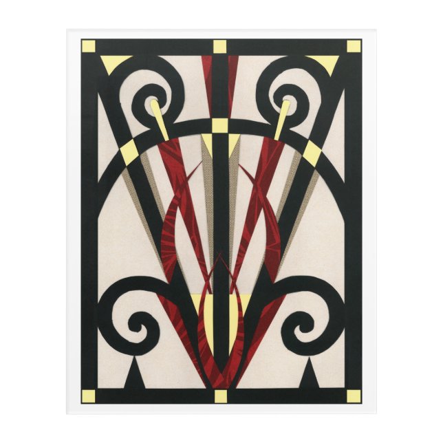 Black Gold Burgundy PARIS Eiffel Tower Collage Acrylic Print (Front)