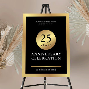Black & Gold Business Anniversary Welcome Sign
