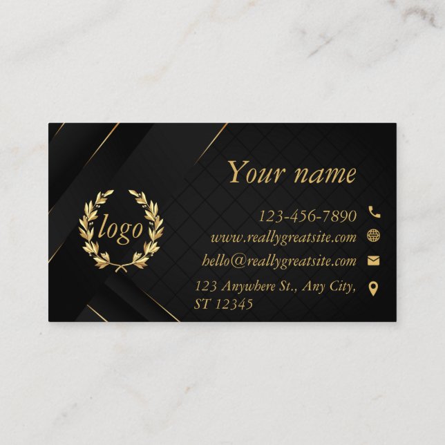 Black gold business Card (Back)