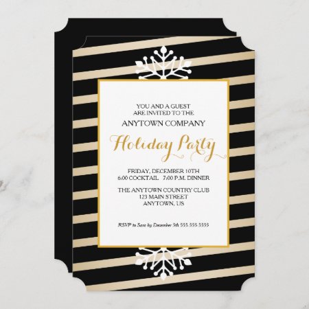 Black & Gold Business Christmas Party Invitation