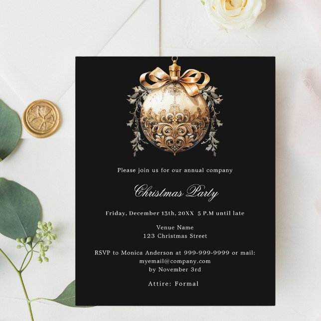 Black gold business Christmas Party invitation (Creator Uploaded)
