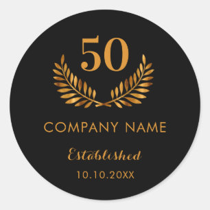 Black gold business comapany anniversary classic round sticker