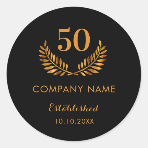 Black gold business comapany name established year classic round sticker