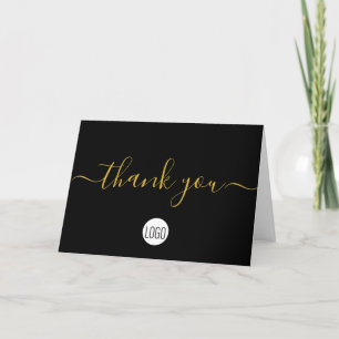 Black Gold business customer appreciation Custom Letterpress Thank You Card