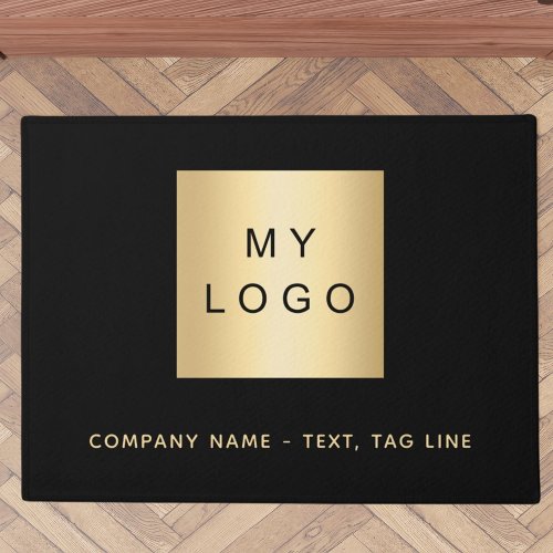Black gold business logo doormat
