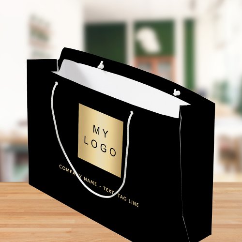 Black gold business logo large gift bag