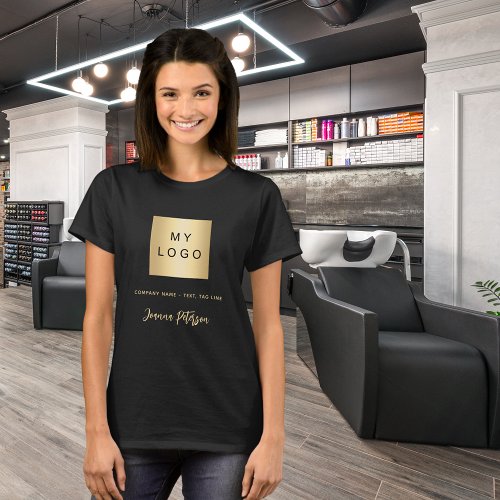Black gold business logo name signature T_Shirt