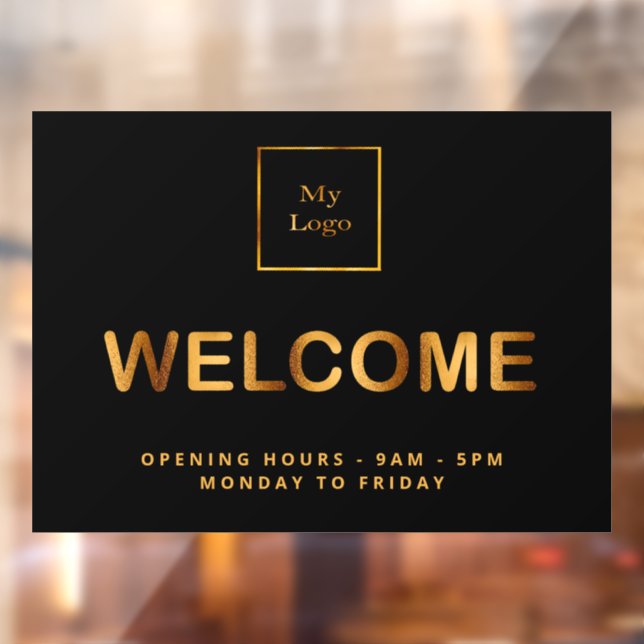 Black gold business logo opening hours welcome window cling (Sheet 2)