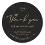 Black & Gold Business Logo Package Thank you Classic Round Sticker