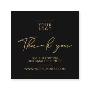 Black & Gold | Business Logo Packaging Thank you Square Business Card