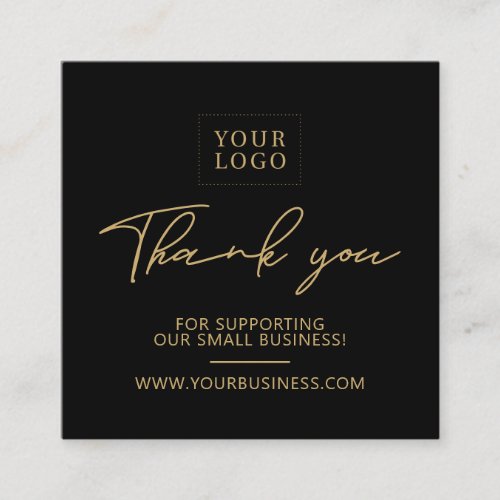 Black  Gold  Business Logo Packaging Thank you Square Business Card