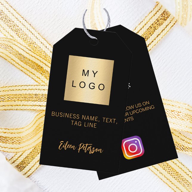 Black gold business logo QR Instagram hang tag (Creator Uploaded)