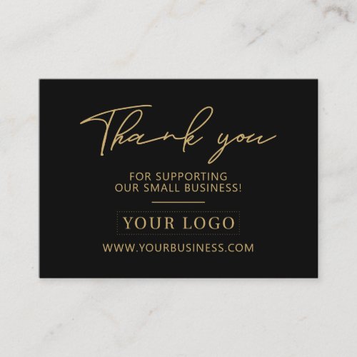 Black  Gold Business Logo Thank you Product Care Business Card