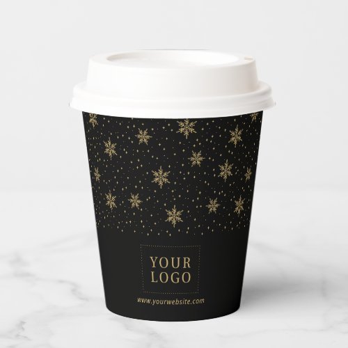 Black  Gold  Business Logo Winter Holiday Paper Cups
