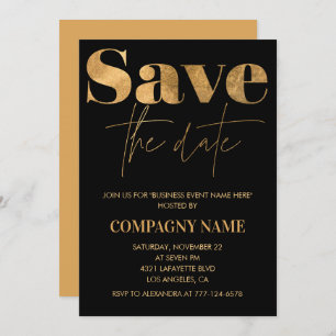 Black Gold Business party invite Save the date