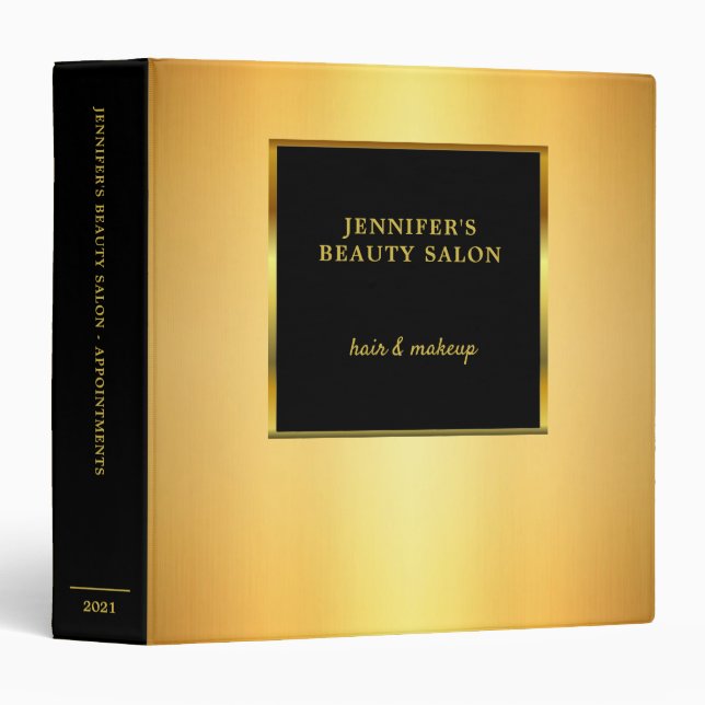 Black gold business professional album 3 ring binder (Front/Spine)