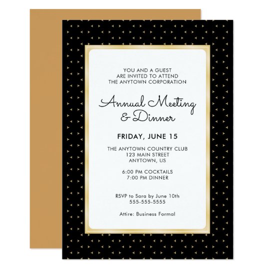 black amp gold business professional annual dinner business dinner invitation