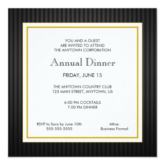 Black & Gold Business Professional Dinner Card | Zazzle.com