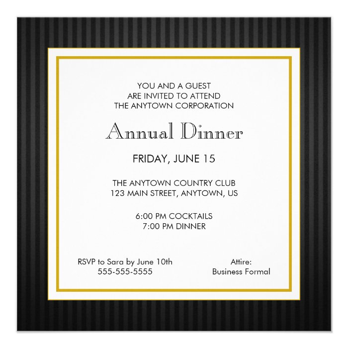 Black & Gold Business Professional Dinner Personalized Invites