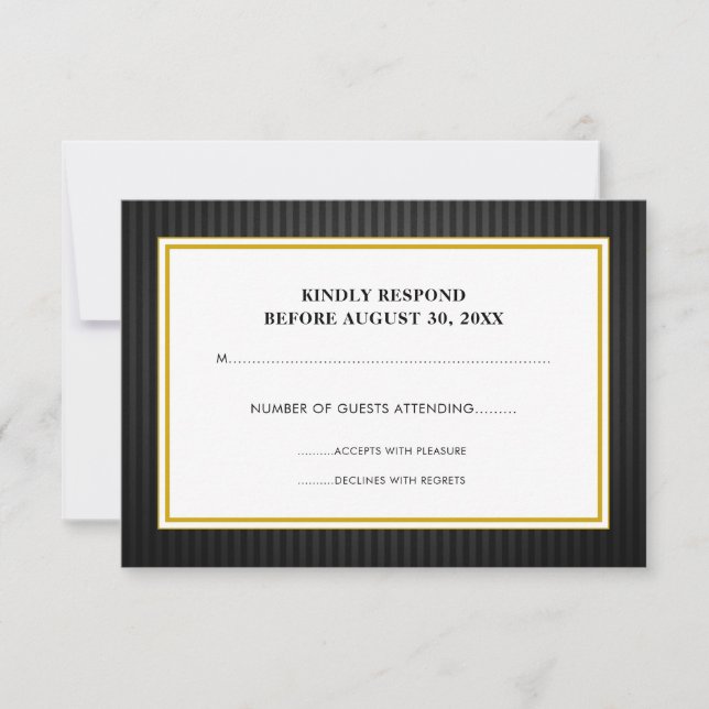 Black & Gold Business Professional RSVP Card (Front)