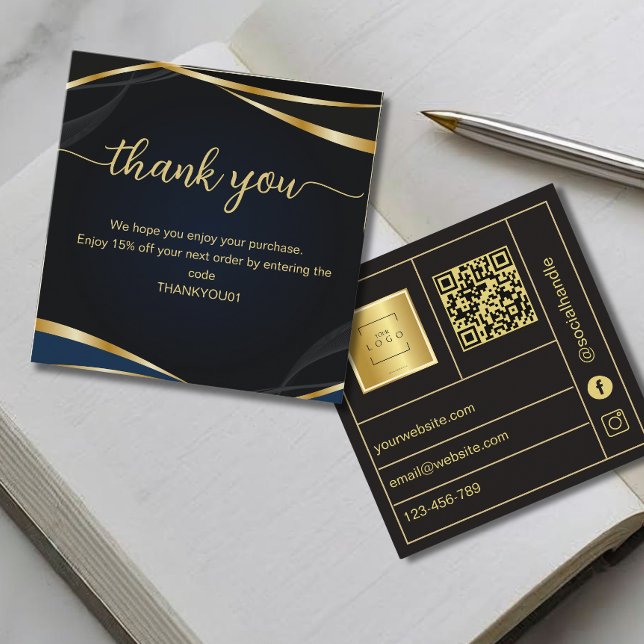 Black gold Business Thank You Card Order Insert (Creator Uploaded)