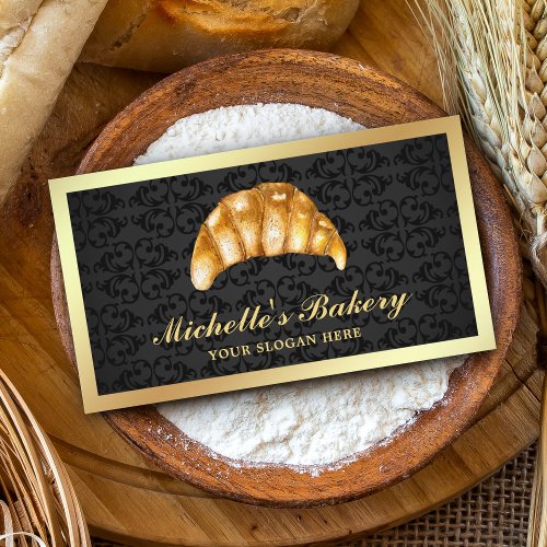 Black Gold Butter Croissant Bakery Business Card