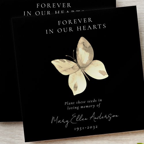 Black Gold Butterflies Memorial Seed Packet Envelope