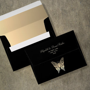 Black Gold Butterfly Envelope